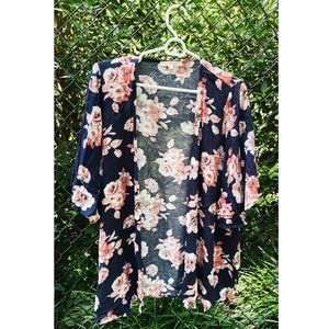 Navy/Pink Floral Kimono by UNIT